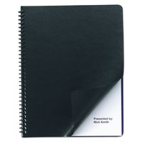 GBC Leather Look Premium Presentation Covers, Binding Covers, Non-Window, Rounded Corners, Black, 200 Pieces Per Box (2000712)
