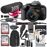 Canon EOS Rebel T7i DSLR Camera with 18-55mm Lens Video Creator Kit and Deluxe Accessory Bundle w/LED Light Kit + Flash Bracket + Xpix Cleaning Kit + Much More