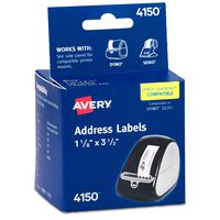 Avery Labels for Dymo Label Printers, Same Size as Dymo 30252, White, 1-1/8'' x 3-1/2'', 2 Rolls of 130 (4150)