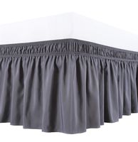 Biscaynebay Wrap Around Bed Skirts Elastic Dust Ruffles, Easy Fit Wrinkle and Fade Resistant Solid Color Silky Luxurious Fabric, Dark Grey Full and Twin Sizes 15 Inches Drop