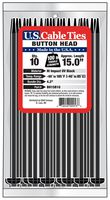 US Cable Ties BH15B10 15-Inch Button Head Ties, UV Black, 10-Pack