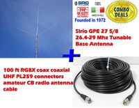 Sirio GPE 27 5/8 26.4-29 Mhz Tunable Base Antenna 100Ft RG8x Mini Coax