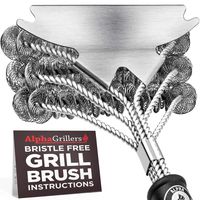 Alpha Grillers Grill Brush Bristle Free. Best Safe BBQ Cleaner with Extra Wide Scraper. Perfect 18 Inch Stainless Steel Tools for All Grill Types, Including Weber. Ideal Barbecue Accessories