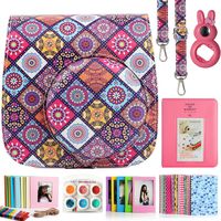 CAIUL Compatible Mini 9 Camera Case Bundle with Album, Filters Other Accessories for Fujifilm Instax Mini 9 8 8+ (Square Garden, 7 Items)