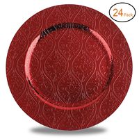 Fantastic:) Round 13 Inch Plastic Charger Plates with Eletroplating Finish (24, Moslem Red)