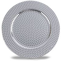 Fantastic:) Round 13 Inch Plastic Charger Plates with Eletroplating Finish (1, Hammer Silver)