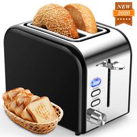 Toasters 2 Slice Best Rated Prime 1.5in Wide Slot with Bagel/Reheat/Cancel Function Stainless Steel Cool Touch 2 Slice Black Toaster for Bread with Removable Crumb Tray