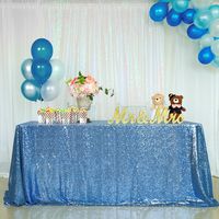 B-COOL 90x132 Inch Sequin Tablecloth Overlays Baby Blue Sparkly Glam Wedding Decor Shimmer Party Decor