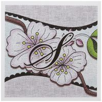 3dRose Cherry Blossom Flower Monogram Initial S - Greeting Cards, 6 x 6 inches, set of 6 (gc_102767_1)