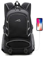 Backpack for School College Student Travel Business Bookbag with USB Charging Port Fit 15.6 inch Laptop Night Light Reflective Chest Luggage Straps (Black)