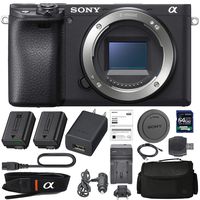 Sony Alpha a6400 Mirrorless Digital Camera (Body Only) with Sony NP-FW50 Battery, Spare FW50 Battery, 64gb SDXC 1200x Card, Card Reader, Carrying case, AC Adapter Bundle Kit - International Version