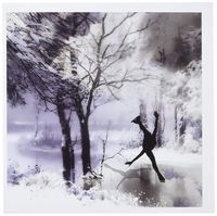 3dRose Figure Skater Silhouette Skating on a frozen pond in a beautiful winter snow scene - Greeting Cards, 6 x 6 inches, set of 12 (gc_79445_2)