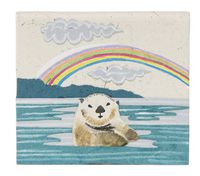 Mr. Ellie Pooh Handmade Poo Paper Sea Otter Note Box with Recycled Note Paper