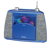 Jensen CD-565BL Black/Blue Sport Handle CD Bluetooth Boombox Portable Bluetooth Music System with CD Player +CD-R/RW & FM Radio with Aux-in & Headphone Jack Line-in