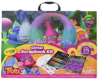 Crayola 1836532 Dreamworks Trolls Glitter Scrapbook Kit, 115+ Pieces Art Gift for Kids 5 & Up, Includes Crayons, Markers, Colored Pencils