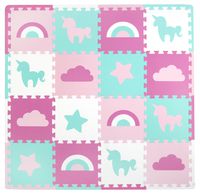 Tadpoles Baby Play Mat, Kid's Puzzle Exercise Play Mat - Soft EVA Foam Interlocking Floor Tiles, Cushioned Children's Play Mat, 16pc, Unicorns and Rainbows, Pink, 50x50
