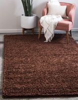 Unique Loom Solo Solid Shag Collection Modern Plush Chocolate Brown Area Rug (8' 0 x 10' 0)