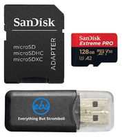 SanDisk 128GB Micro SDXC Memory Card Extreme Pro Works with Insta360 One X, Insta360 EVO Action Camera U3 V30 4K A2 Class 10 (SDSQXCY-128G-GN6MA) Plus (1) Everything But Stromboli MicroSD Card Reader