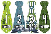 Months In Motion Monthly Baby Tie Stickers - Boy Month Milestone Necktie Sticker - Onesie Month Sticker - Infant Photo Prop for First Year - Shower Gift - Newborn Keepsakes - Golf