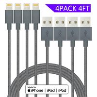 iPhone Lightning Cable Apple MFi Certified IDiSON 4Pack 4ft Braided Nylon Fast Charger Cable Compatible iPhone 11 Pro X XR XS MAX 8 Plus 7 6s 5s 5c Air iPad Mini iPod (Dark Gray)