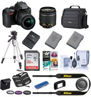 Nikon D3500 24MP DSLR Camera with AF-P DX NIKKOR 18-55mm f/3.5-5.6G VR Lens, Black - Bundle with Camera Case, 32GB SDHC Card, Spare Battery, Tripod, 55mm Filter Kit, Software Package, and More