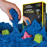 NATIONAL GEOGRAPHIC Play Sand - 2 LBS of Sand with Castle Molds and Tray (Blue) - A Kinetic Sensory Activity
