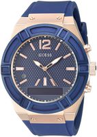 GUESS Men's Stainless Steel Connect Smart Watch - Amazon Alexa, iOS and Android Compatible iOS and Android Compatible, Color: Blue (Model: C0001G1)