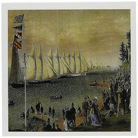 3dRose The New York Yacht Club Regatta by Charles Parsons and Lyman Atwater - Greeting Cards, 6 x 6 inches, set of 12 (gc_126822_2)