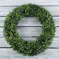 Pure Garden 50-150 Artificial Boxwood 19.5 inch Round Wreath