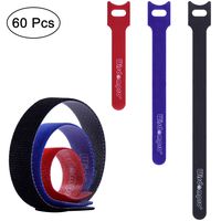 60 Pack Hook and Loop Straps, Self-gripping Fastening Cord Cable Tie by Wisdompro - Reusable, Durable Functional Tie to Keep Your Home, Office, Workspace from Tangled Messes (4-6-8 Inch, Each 20 Pack）