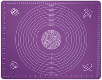 Silicone Baking Mat for Rolling Pastry Dough with Measurements, 19.7" x 15.7" BPA Free Non stick and Non Slip Purple Table Sheet Baking Supplies for Bake Pizza Cake