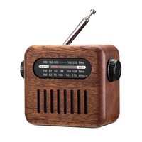 Portable AM/FM/NOAA Weather Vintage Radio for Emergency, Retro Walnut Wood Old Fashioned Style Radio with Bluetooth Speaker, AUX Player for Walking, Camping, and Traveling