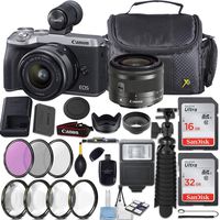 Canon EOS M6 Mark II Mirrorless Camera (Silver), EVF-DC2 Viewfinder Kit, with EF-M 15-45mm f/3.5-6.3 is STM + 48GB Memory and Accessory Kit....