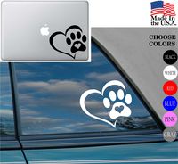 heart lover Dog Cat Love Pet PAW Vinyl Decal Sticker - Car Window, Laptop, Wall, Mac (11" inches, White)