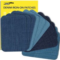 ZEFFFKA Premium Quality Denim Iron on Jean Patches No-Sew Shades of Blue 12 Pieces Assorted Cotton Jeans Repair Kit 3" by 4-1/4"