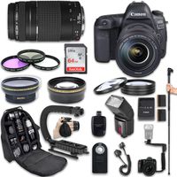 Canon EOS 5D Mark IV DSLR Camera + Canon EF 24-105mm f/4L is II USM Lens + Canon EF 75-300mm f/4-5.6 III Lens + Fully Dedicated TTL Flash + 64Gb SDXC Card + 57 Inch Monopod (22 Items kit)
