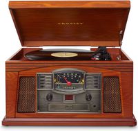 Crosley CR42D-PA Lancaster 3-Speed Turntable with Radio, CD/Cassette Player, Aux-in and Bluetooth, Paprika