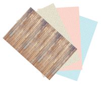 Ella Bella Photography Backdrop Paper, Assorted Designs (1 ea.: Vintage Wood, Classic Damask, Dots- Soft Pink & Baby Blue), 48" x 12', 4 Rolls