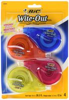 BIC White-Out Brand EZ Correct Correction Tape, 4 Count (WOTAPP418-WHI)