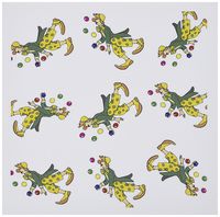3dRose image of clowns juggling balls in a pattern toss - Greeting Cards, 6 x 6 inches, set of 12 (gc_179459_2)