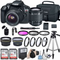 Canon EOS Rebel T6 DSLR Camera with EF-S 18-55mm f/3.5-5.6 is II Lens & Includes 58mm HD Wide Angle Lens + 2.2X Telephoto + 2Pcs 32GB Sandisk SD Memory + Filter & Macro Kit + Accessories