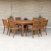 Amazonia Arizona 9 Piece Square Outdoor Dining Set |Super quality Eucalyptus Wood| Durable and ideal for patio and backyard, Light Brown