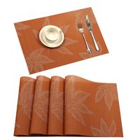 U'Artlines Placemat, Fall Harvest Season Vinyl Non-Slip Insulation Placemat Washable Table Mats Set (4pcs placemats, Maple Leaf Orange)