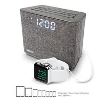 iHome iBT232 Bluetooth Dual Alarm Clock FM Radio with Speakerphone and USB Charging -Gray (Newest Model)