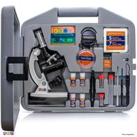 Play22 Microscope for Kids 50 PCS - 120X - 1200X Microscope Slides Specimens - Student Beginner Metal Body Toy Microscope Kit in A Carrying Box - Educational Science Lab Toy Best Gift - Original