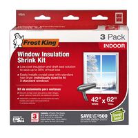 Frost King V73/3H Shrink Window Kit, Indoor, 42 x 62 in, 3-Pack, Clear