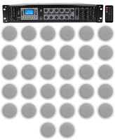Rockville 6-Zone Amp+32 White 6" Ceiling Speakers 4 Restaurant/Bar/Office/Hotel