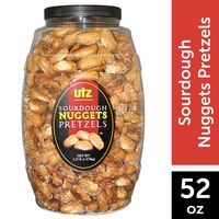 Utz Sourdough Nuggets Pretzels - 52 oz. Barrel - Bite-Size Pretzels with Classic Sourdough Flavor, Perfectly Salted with Zero Cholesterol per Serving