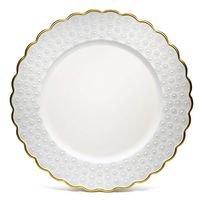 " OCCASIONS" 10 pcs Round 13'' Round Acrylic Plastic Wedding Chargers, Dinner Party Decoration Charger Plates (Floral White and Gold)