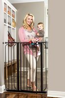 Regalo Easy Step Extra Tall Walk Thru Baby Gate, Bonus Kit, Includes 4-Inch Extension Kit, 4 Pack of Pressure Mount Kit and 4 Pack of Wall Cups and Mounting Kit, Black